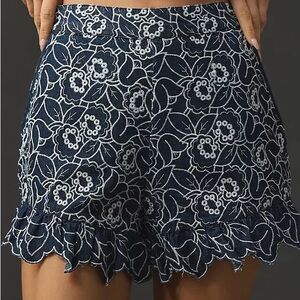 Anthropologie Maeve Floral Denim Shorts